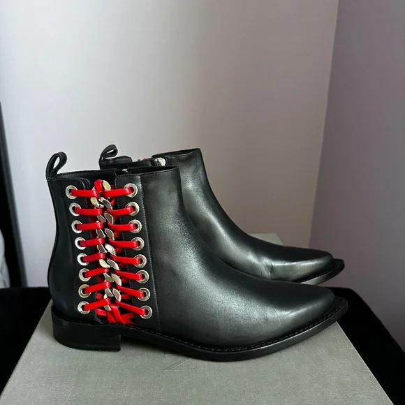 Alexander McQueen Braided Chain Leather Ankle Boots - Picture 4 of 14